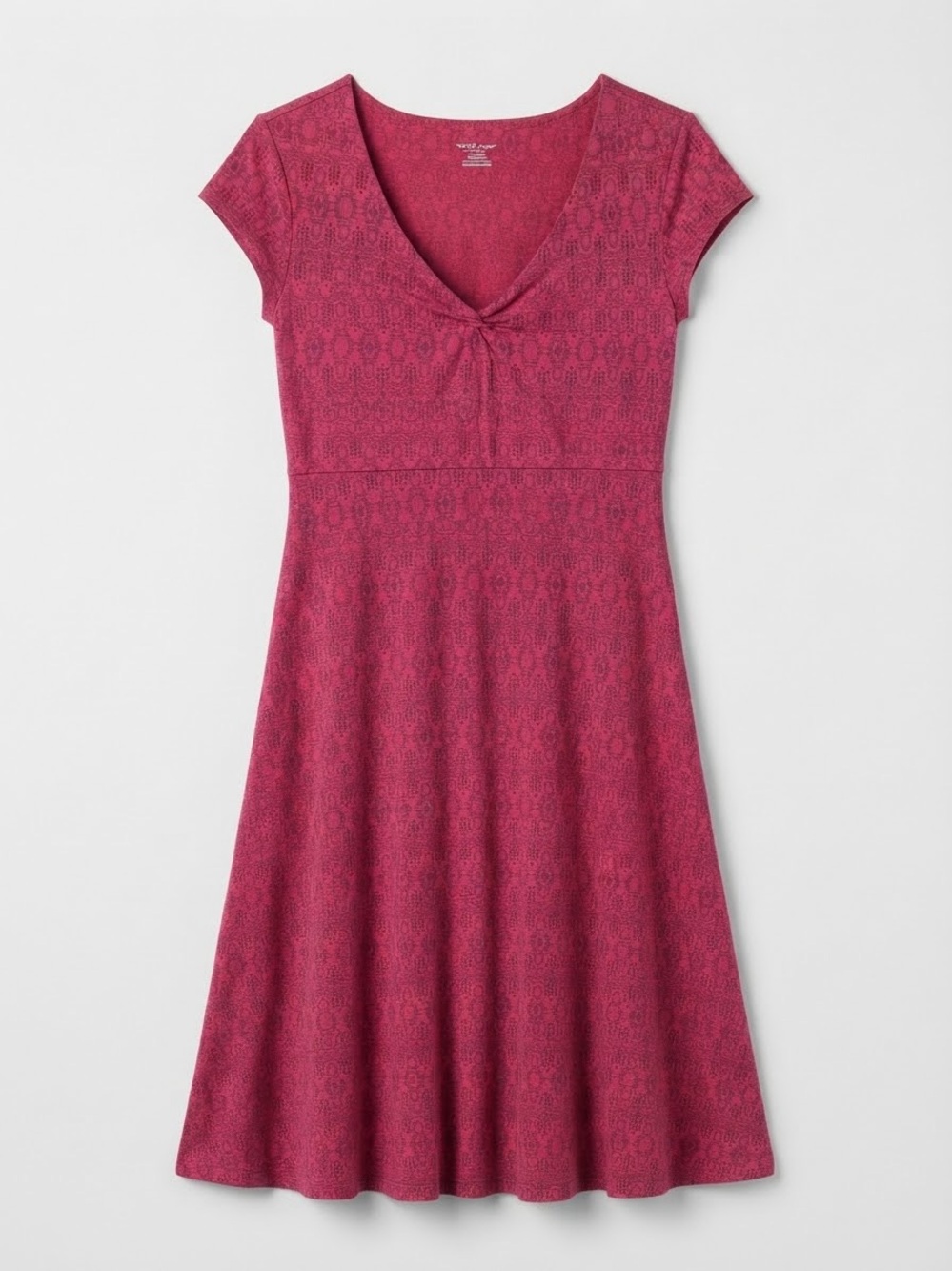 Toad&Co Pink Red Geometric Aztec Print Short Sleeve V-Neck Fit & Flare Dress S